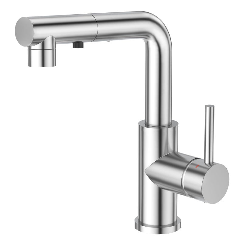 CREA Single Handle Bar Faucet with Pull Out Sprayer - Chrome, 3 Hole, Deck Plate, Mini Prep Faucet for Kitchen, Bathroom and Outdoor Use - Image 1